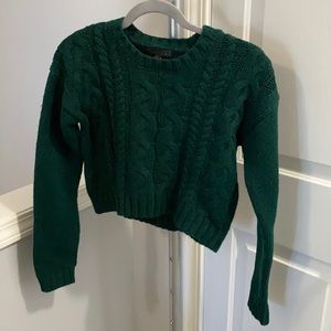 Dark green cropped cable knit sweater. Lucca couture brand. Size M, fits smaller